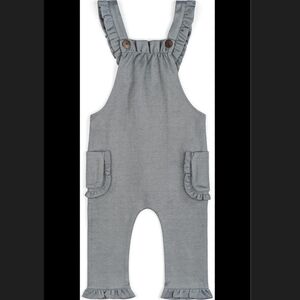 Milkbarn Grey Pinstripe Ruffle Cotton Blend Baby Overall 12-18 Months